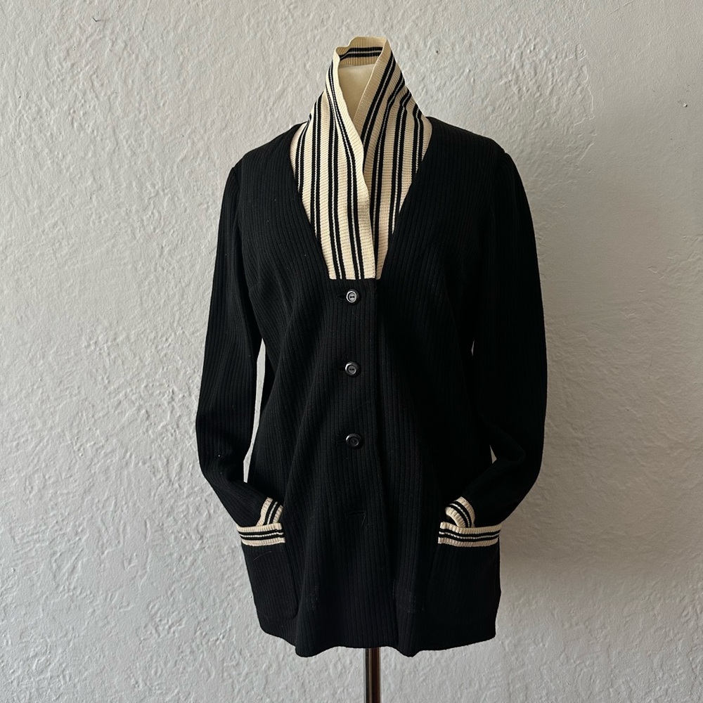 Vintage Cardigan with Striped Collar